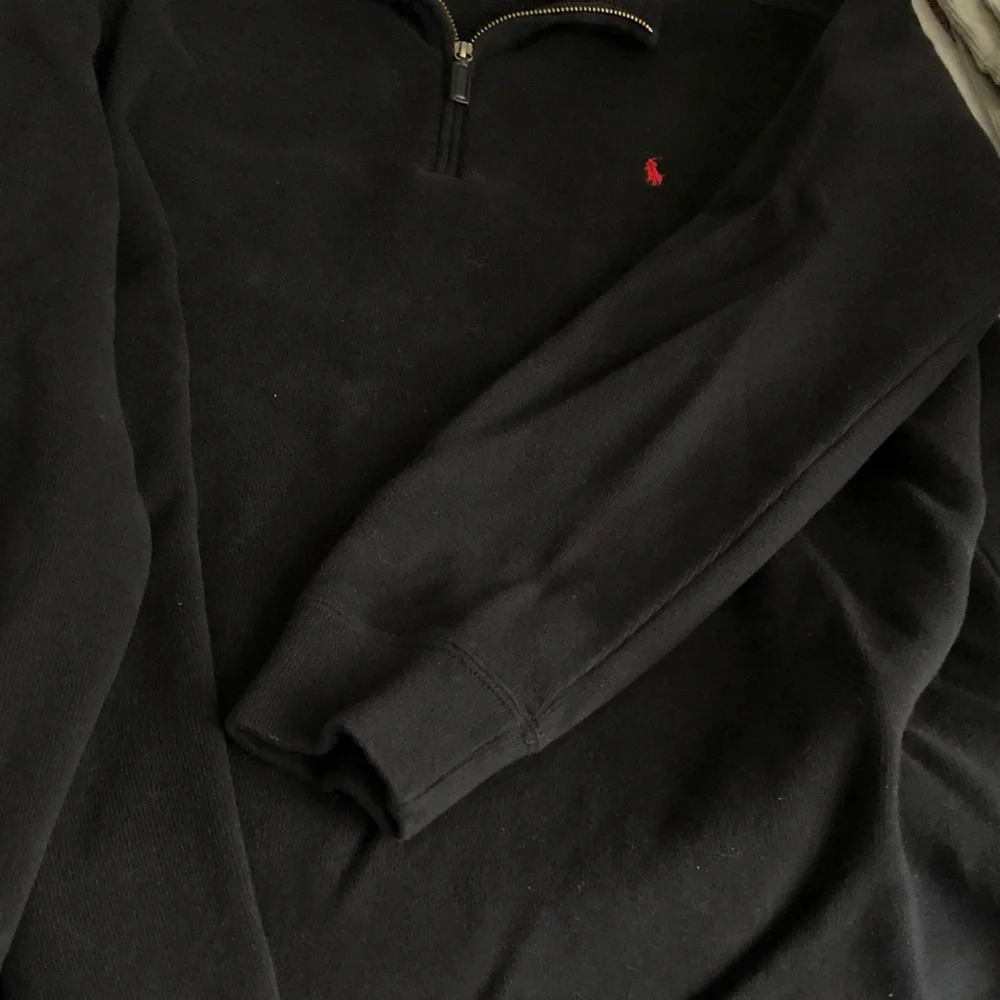 Polo by Ralph Lauren Black Quarter-Zip Sweater with Red Pony Logo